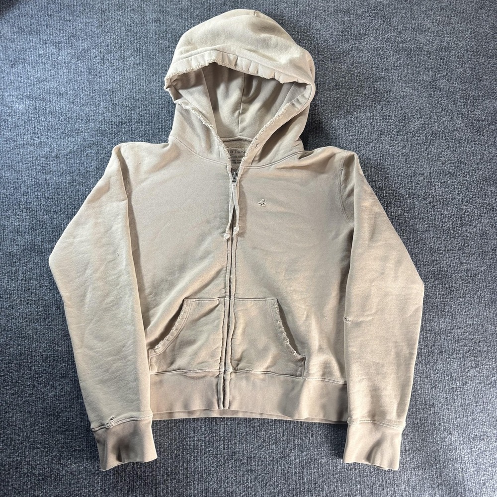 Nili Lotan Hoodie Womens Large Beige Full‎ Zip Terry Kangaroo Pocket Sweatshirt